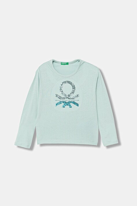 Дитячий бавовняний лонгслів United Colors of Benetton колір бірюзовий 3ATNC10RG