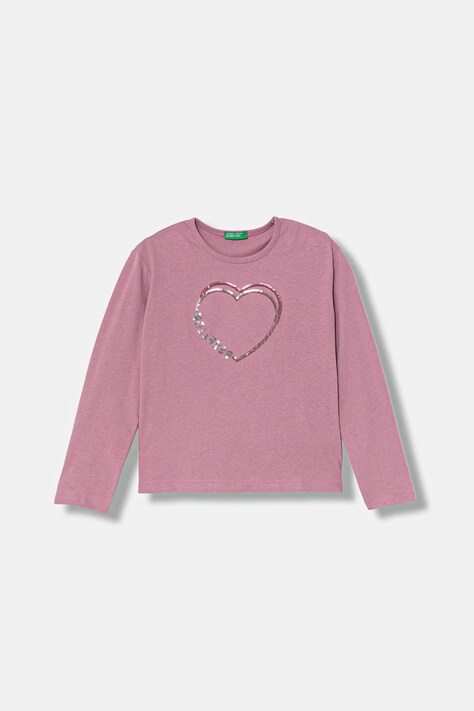 United Colors of Benetton longsleeve bawełniany dziecięcy kolor różowy 3ATNC10RG