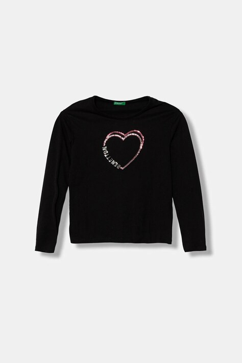 Детска блуза с дълги ръкави United Colors of Benetton в черно 3ATNC10RG