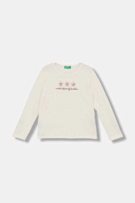 United Colors of Benetton longsleeve bawełniany dziecięcy kolor beżowy 3ATNG10KZ
