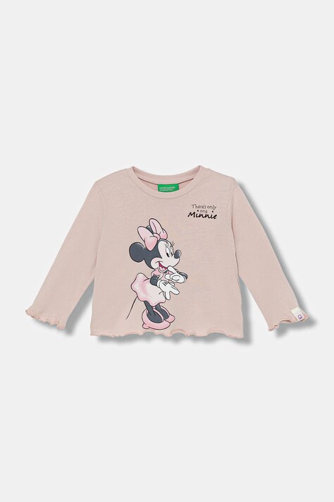 United Colors of Benetton longsleeve bawełniany dziecięcy kolor różowy 3ATNG10L2