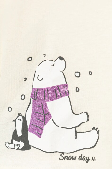 United Colors of Benetton longsleeve bawełniany dziecięcy kolor beżowy 3ATNG10L7