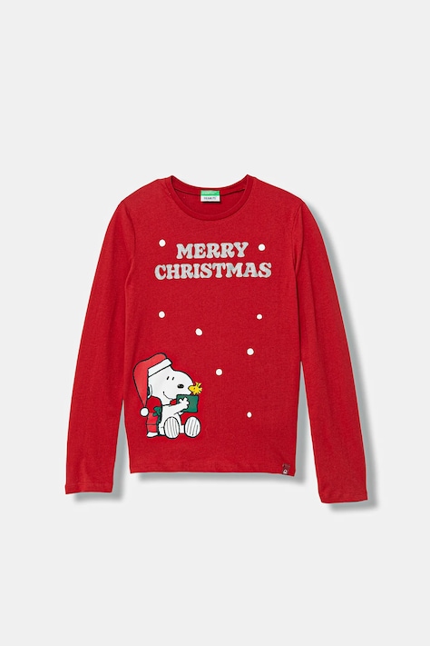 United Colors of Benetton longsleeve bawełniany dziecięcy kolor czerwony 3ATNC10RJ