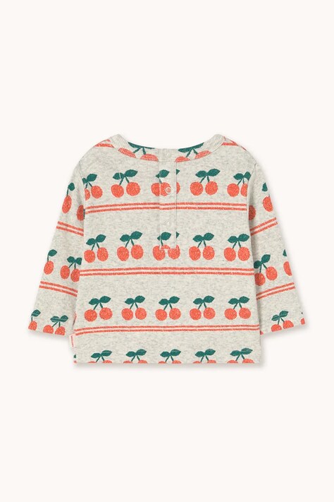 Tinycottons longsleeve bawełniany niemowlęcy CHERRY PATTERN RIB BABY TEE kolor biały wzorzysty AW25-221