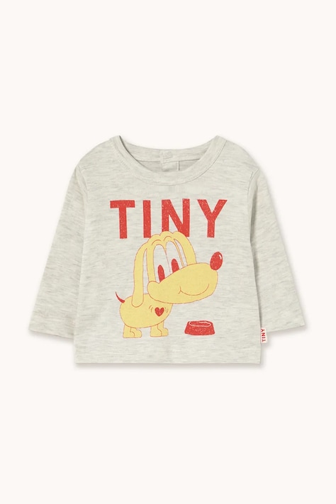Tinycottons longsleeve bebeluși PUPPY GRAPHIC BABY TEE culoarea bej, cu imprimeu, AW25-321