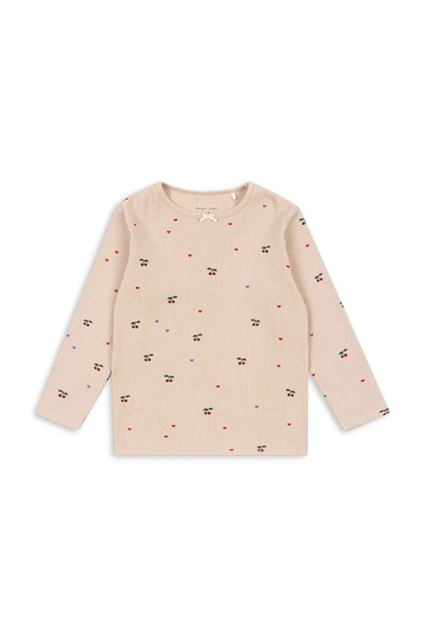 Konges Sløjd longsleeve bawełniany dziecięcy ELLA LS TEE GOTS kolor beżowy wzorzysty KS103799