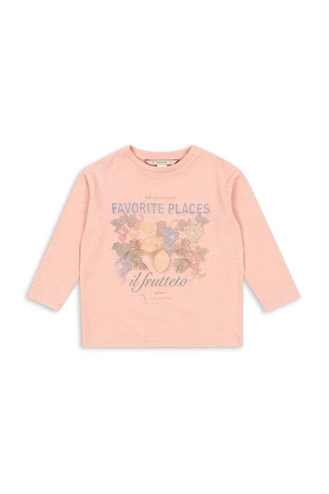 Konges Sløjd longsleeve dziecięcy z bawełną ERA LS TEE OCS kolor pomarańczowy z nadrukiem KS103805