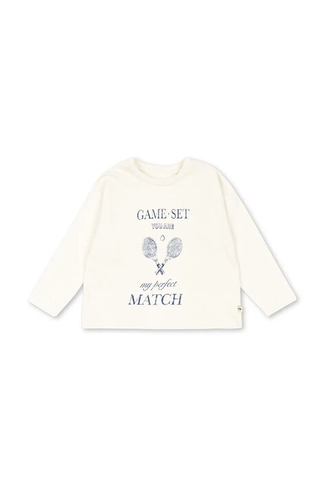 Konges Sløjd longsleeve bawełniany dziecięcy LIN LS TEE GOTS kolor biały z nadrukiem KS103859