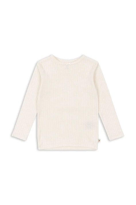 Detská bavlnená košeľa s dlhým rukávom Konges Sløjd MINNIE BLOUSE GOTS béžová farba, s potlačou, KS103915