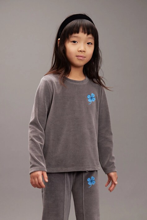 Mini Rodini longsleeve dziecięcy Clover kolor szary gładki 25720113