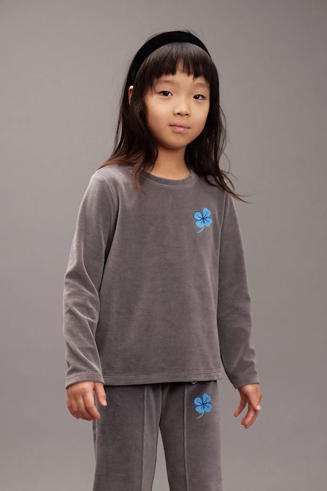 Mini Rodini longsleeve copii Clover culoarea gri, uni, 25720113
