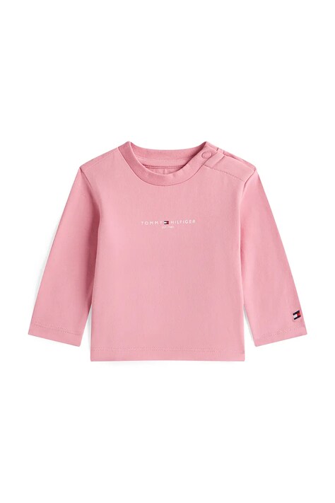Tommy Hilfiger longsleeve z bawełną niemowlęcy kolor różowy z nadrukiem KN0KN02058