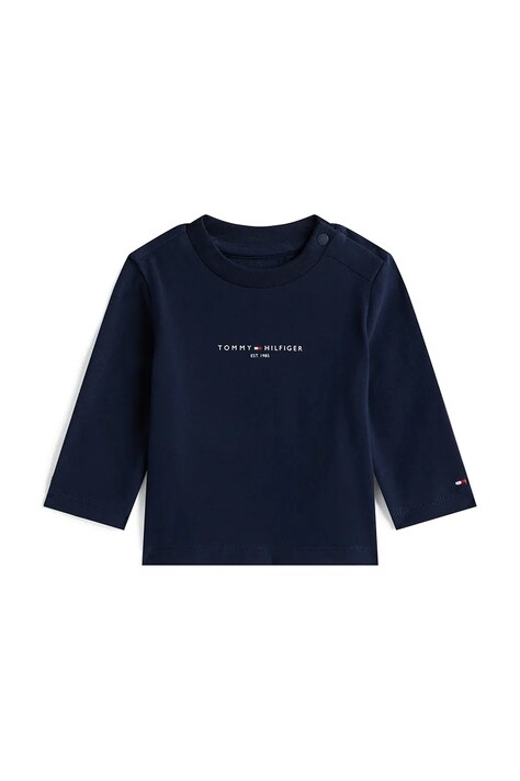 Tommy Hilfiger longsleeve z bawełną niemowlęcy kolor granatowy z nadrukiem KN0KN02058