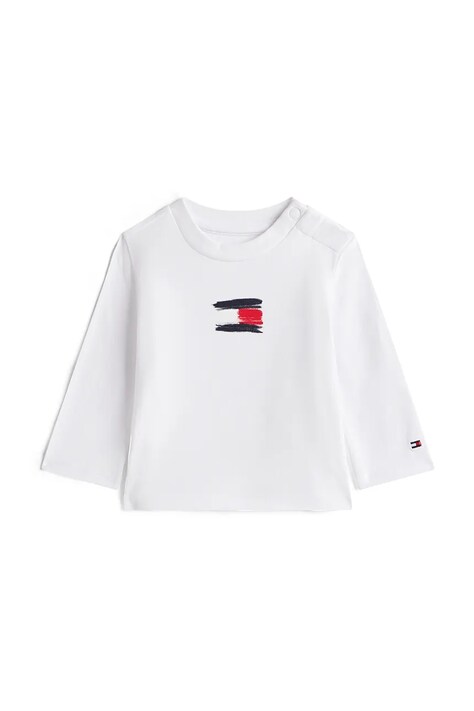 Tommy Hilfiger longsleeve niemowlęcy kolor biały z nadrukiem KN0KN02128