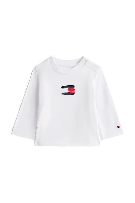 Tommy Hilfiger longsleeve bebeluși culoarea alb, cu imprimeu, KN0KN02128