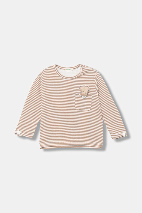 United Colors of Benetton longsleeve niemowlęcy kolor brązowy wzorzysty 35CUA106N