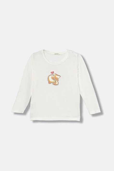 United Colors of Benetton longsleeve bawełniany niemowlęcy kolor biały wzorzysty 3ATNA106K