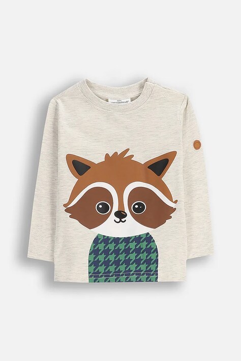 Coccodrillo longsleeve dziecięcy kolor szary z nadrukiem FOREST FRIENDS BOY NEWBORN
