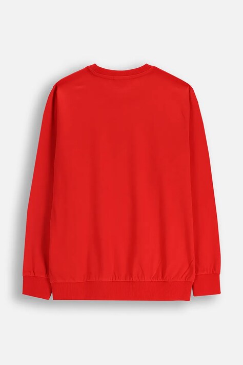 Coccodrillo longsleeve bawełniany dziecięcy kolor czerwony z nadrukiem MERRY XMAS