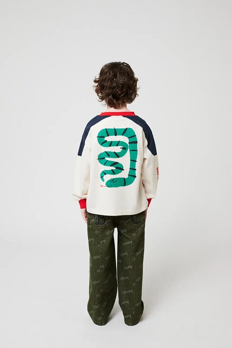 Bobo Choses longsleeve bawełniany dziecięcy Snake kolor biały wzorzysty 225BC002