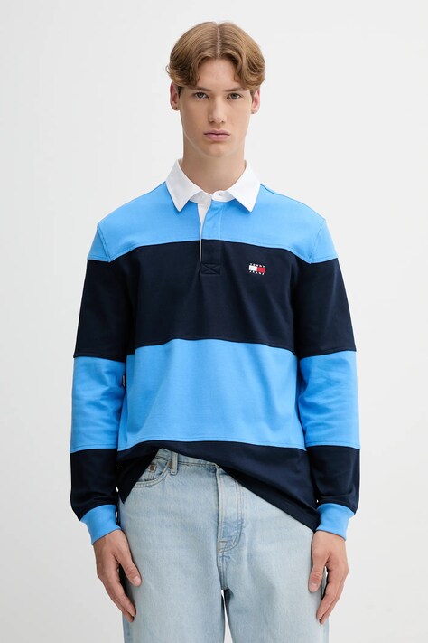Βαμβακερή μπλούζα με μακριά μανίκια Tommy Jeans χρώμα: μπλε, DM0DM21665