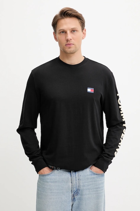 Tommy Jeans top a maniche lunghe in cotone colore nero DM0DM21591