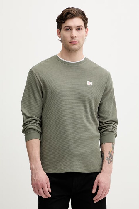 Calvin Klein Jeans longsleeve męski z bawełny zielony LV040EM217