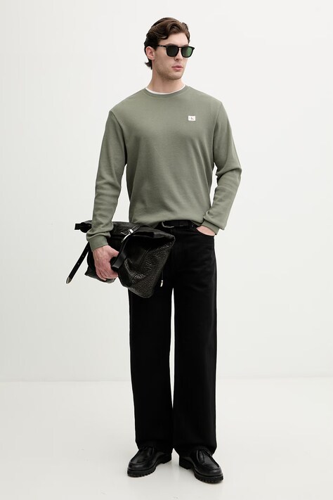 Calvin Klein Jeans longsleeve męski z bawełny zielony LV040EM217