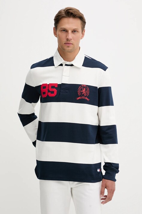 Tommy Jeans longsleeve bawełniany kolor granatowy wzorzysty DM0DM22074