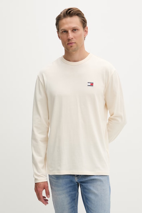 Tommy Jeans longsleeve męski bawełniany beżowy DM0DM21974