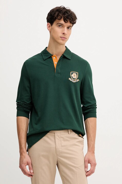 Guess longsleeve din bumbac culoarea verde, cu imprimeu, M5YP02 KCJV1