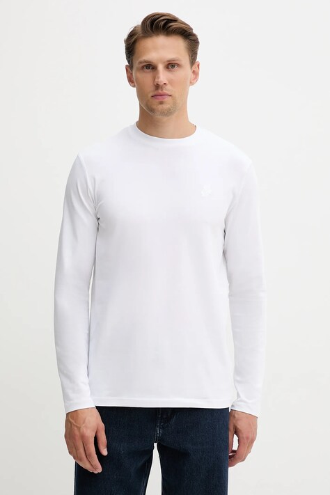 Karl Lagerfeld longsleeve culoarea alb, uni, 554221.755020