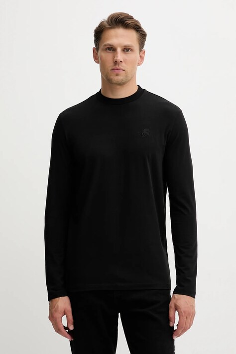 Karl Lagerfeld longsleeve culoarea negru, uni, 554221.755020