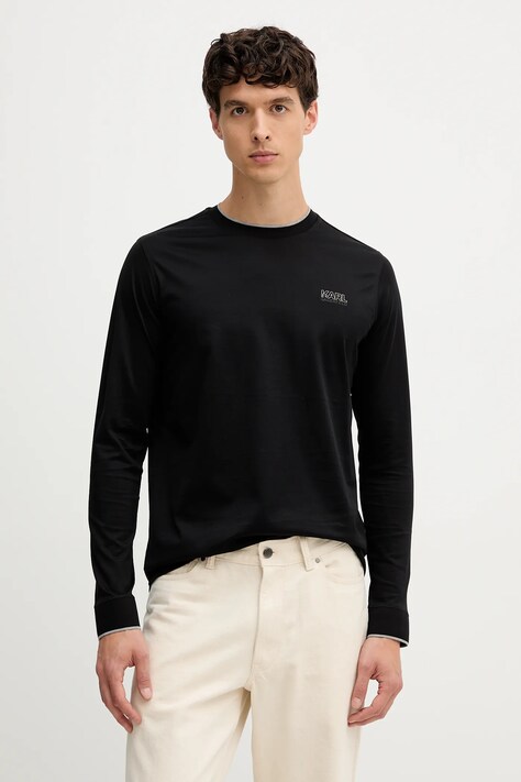 Karl Lagerfeld longsleeve din bumbac culoarea negru, cu imprimeu, 554200.755001