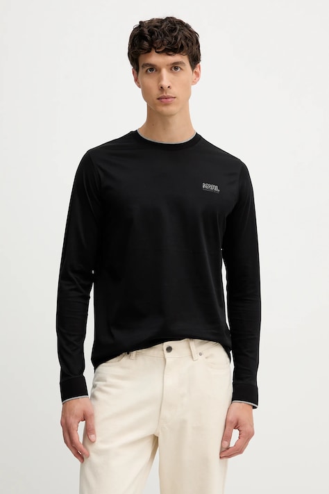 Karl Lagerfeld longsleeve din bumbac culoarea negru, cu imprimeu, 554200.755001