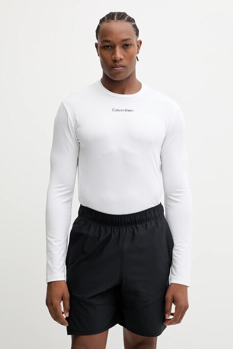 Calvin Klein Performance longsleeve treningowy kolor beżowy z aplikacją LVGMF5K200