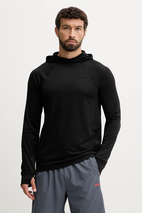 Majica dugih rukava za trening Calvin Klein Performance boja: crna, bez uzorka, LVGMS5W351