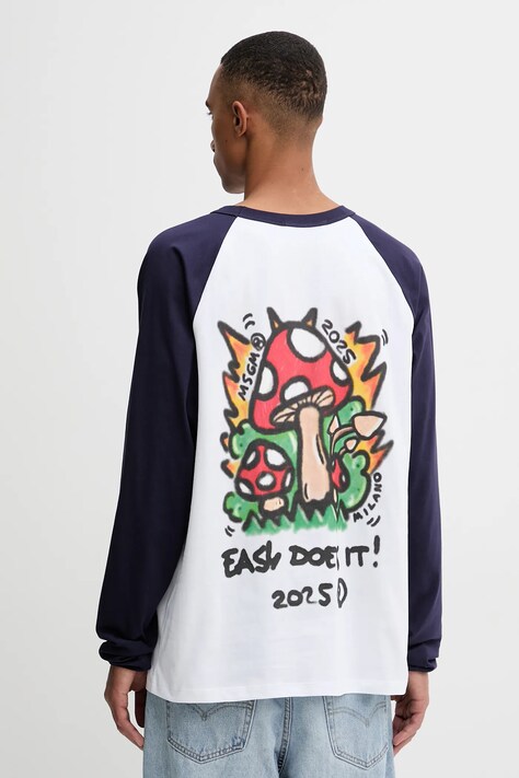 MSGM longsleeve bawełniany kolor biały z nadrukiem 3940MM78.257798