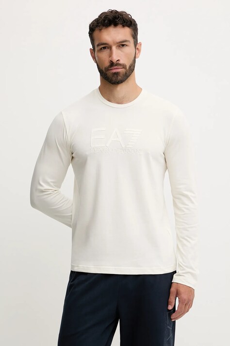 EA7 Emporio Armani longsleeve kolor beżowy z aplikacją AF10373.7M000900