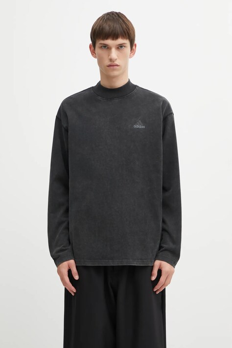 adidas Originals longsleeve bawełniany EQT Graphic Tee kolor czarny z nadrukiem JX1588