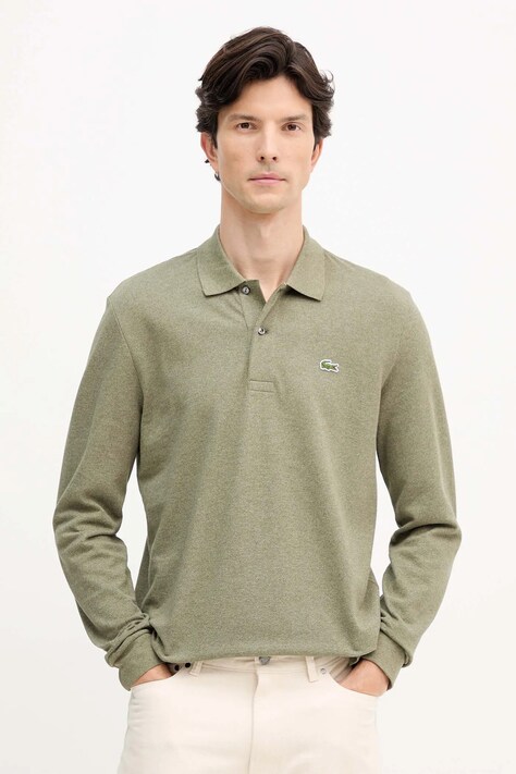 Lacoste longsleeve bawełniany kolor zielony gładki L1313