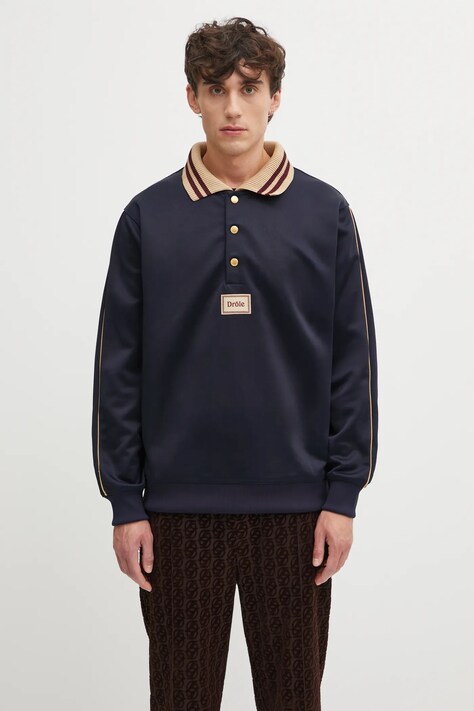 Drôle de Monsieur bluza Le Polo DrUle męskie kolor granatowy gładka I.PL137.PL165