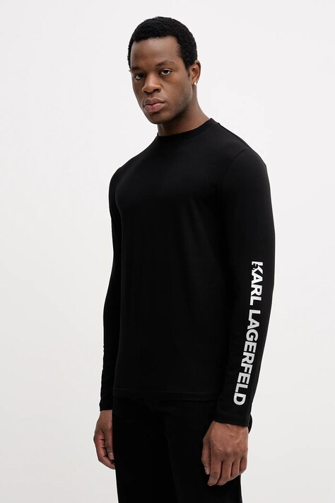 Karl Lagerfeld longsleeve kolor czarny z nadrukiem 554235.755400