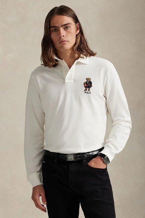 Βαμβακερή μπλούζα με μακριά μανίκια Polo Ralph Lauren χρώμα: άσπρο, 710981793