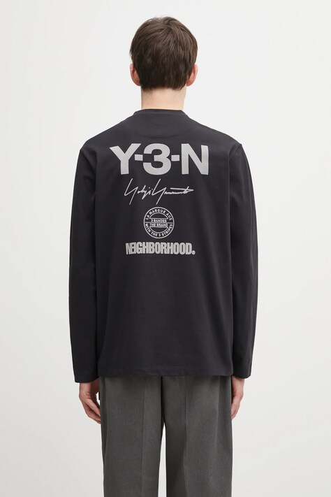 Βαμβακερή μπλούζα με μακριά μανίκια Y-3 x Neighborhood Logo χρώμα: μαύρο, JW7001