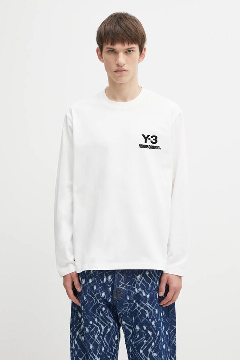 Βαμβακερή μπλούζα με μακριά μανίκια Y-3 x Neighborhood Logo χρώμα: άσπρο, JX7455