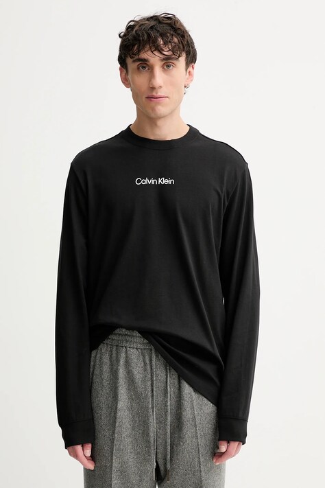 Calvin Klein longsleeve bawełniany kolor czarny z nadrukiem LV04LD232G