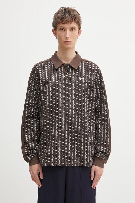 Puma longsleeve PUMA x JJJJOUND kolor brązowy wzorzysty 635538