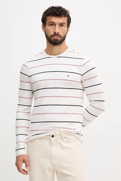 Tommy Hilfiger longsleeve kolor biały wzorzysty MW0MW41379