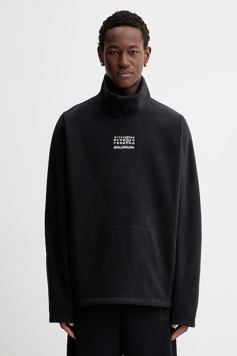 Mikina MM6 Maison Margiela x Salomon pánská, černá barva, hladká, SH0NH0019.M20140.899